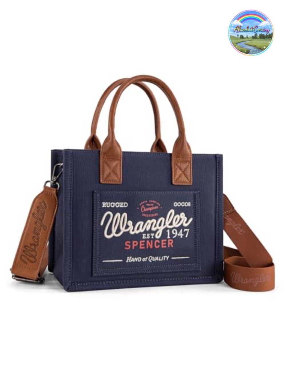 Canvas Wrangler Tote Bag Women Adjustable Crossbody Strap Zip Pockets